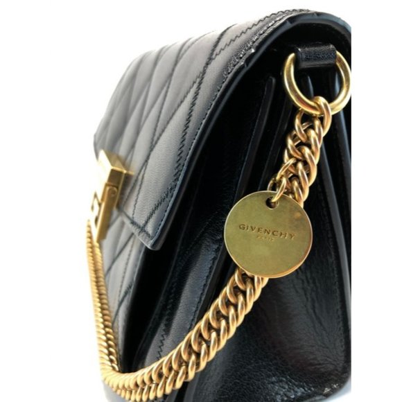 GIVENCHY Gv3 Small Quilted Black Goat Skin Leather Shoulder Bag - Picture 3 of 11
